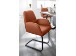 Freischwinger W.SCHILLIG "ole", braun (cognac z69, schwarz pulverbeschichtet), B:63cm H:90cm T:64cm, Longlife Xtra-Leder Z69: Das feinnarbige, gedeckte Softleder Z69 besticht durch seine außergewöhnliche Weichheit im trendigen »Vintage-Look«, Hautstärke 0, 9 - 1, 1 mm;Longlife Xtra-Leder Z79: Das Z79 gehört zu der Familie der Anilin-Touch-Leder, die durch ihren besonders angenehmen Griff überzeuge
