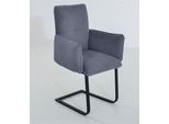 Freischwinger K+W KOMFORT & WOHNEN "6502", blau (blau, schwarz), B:61cm H:90cm T:62cm, Stühle, Freischwinger, Freischwinger mit Armlehnen, Flachstahlkufe in schwarz