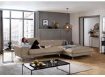 Ecksofa W.SCHILLIG "piedroo, Designsofa mit tollem Sitzkomfort, bequem und elegant, L-Form", braun (stone z59), B:343cm H:70cm T:193cm, Longlife Xtra-Leder Z59: Glattleder mit modischer Prägung. Hautstärke 0, 9 - 1, 1 mm, Sofas, Ecksofa, Kopfteilverstellung, wahlweise mit Sitztiefenverstellung, Breite 343cm