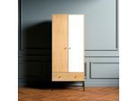 Kleiderschrank ANDAS "Flora", weiß (eiche, weiß), B:80cm H:190cm T:55cm, Holzwerkstoff, Schränke, Kleiderschrank, im schlichten skandinavischen Design, FSC-zertifiziert