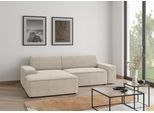 Ecksofa TRENDMANUFAKTUR "Graz, wahlweise mit Sitzvorschub und Bettkasten, L-Form, Breite 246 cm", beige (cream), B:246cm H:73cm T:162cm, 92% Polyester, 8% Polyamid, Sofas, Ecksofa, in Cord-, haustierfreundlichem LEO Struktur- oder LUMOS-3D-Bezug
