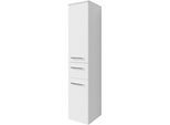 Midischrank SAPHIR "Quickset 316 Badschrank 30 cm breit, 2 Türen, 1 Schublade", weiß (weiß hochglanz, weiß glanz), B:30cm H:141cm T:33cm, Holzwerkstoff, Schränke, Midischrank, Badezimmer-Midischrank inkl. Türdämpfer, Griffe in Chrom glänzend