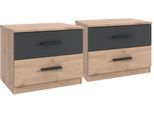 Nachtkommode WIMEX "Budapest", grau (viking oak, graphit), B:52cm H:40cm T:38cm, Holzwerkstoff, Sideboards, Nachtkommode, wahlweise einzeln oder im 2er Set, mit jeweils 2 Schubladen