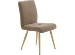 4-Fußstuhl K+W KOMFORT & WOHNEN "6411", gelb (sahara 33, asteiche natur), B:48cm H:90cm T:62cm, Stühle, 4-Fußstuhl, mit Sitzsteppung, Edelstahlgriff am Rücken, Massivholzbeine
