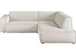 Ecksofa 3C CANDY "Matteo in elegant, kubischer Formensprache, bequem, L-Form", weiß (snow), B:254cm H:72cm T:224cm, 88% Polyester, 12% Polyacryl, Sofas, Ecksofa, mit auffälliger Kedernaht, Cord-Bezug, Lounge-Charakter, OTTOs Choice