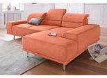 Ecksofa SIT & MORE "Mariola L-Form", orange (terrakotta), B:269cm H:93cm T:174cm, Struktur (100% Polyester);Luxus-Microfaser ALTARA NUBUCK (100% Polyester);Luxus-Microfaser (100% Polyester), Sofas, Ecksofa, mit Recamiere und Federkern, inklusive Sitztiefenverstellung
