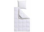 Daunenbettdecke + Kopfkissen BALETTE "Lena, Bettwaren-Set für Sommer & Winter", weiß, B/L: 155cm x 220cm Anzahl Teile 1, B/L: 80cm x 80cm Anzahl Teile 1, Bezug: Baumwolle Füllung: Entendaune/-feder, extrawarm, Bettdecken Bezug: 100% Baumwolle. Kopfkissen Bezug: 100% Baumwolle. Bettdecken Füllung: 50% Daunen, 50% Federn. Kopfkissen Füllung: 100% Federn, Bettwaren-Sets, Daunenbettdecke + Kopfkissen,