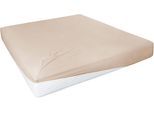 Spannbettlaken PRIMERA "Elasthan-Feinjersey", beige, 1 Stk., Jersey-Elasthan, 90-100x200-220 28cm, Jersey-Elasthan, Obermaterial: 95% Baumwolle, 5% Elasthan, Bettlaken, Spannbettlaken, PREMIUM, aus 95% gekämmter Baumwolle und 5% Elasthan, bis 28 cm Höhe