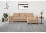 Ecksofa SIT & MORE "Westham L-Form", braun (macciato), B:275cm H:88cm T:172cm, 100% Polyester, Sofas, Ecksofa, Recamiere, mit oder ohne Bettfunktion, Bettkasten, Füße wengefarben