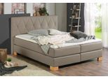 Boxspringbett HOME AFFAIRE "Merino", grau (taupe), B:108cm L:211cm, Struktur fein (100% Polyester), Komplettbetten, Boxspringbett, incl. Kaltschaumtopper, 5, Breiten, 2 Härtegrade, 3 Ausführungen
