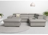 Ecksofa HOME AFFAIRE "Alberto L-Form", grau (hellgrau), B:272cm H:73cm T:226cm, Luxus-Microfaser Lederoptik (100% Polyester);Luxus-Microfaser weich (9)0% Polyester / 10% Polyamid;Luxus-Microfaser Vintageoptik (100% Polyester);Microfaser Antiklederoptik (100% Polyester), Sofas, Ecksofa, mit Kopfteilverstellung, wahlweise mit Bettfunktion