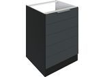 Spülenschrank KOCHSTATION "KS-Luhe", grau (grau matt, grafit), B:60cm H:82cm T:60cm, MDF, Schränke, Spülenschrank, 60 cm breit