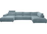 Wohnlandschaft MUSTERRING "Lucia U-Form", blau (petrol), B:434cm H:81cm T:204cm, Sofas, Wohnlandschaft, Verschiedene Farben, inkl. Kopfstütze, Gesamtbreite 434 cm
