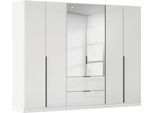 Drehtürenschrank OTTO HOME "Kleiderschrank Kleiderschränke Schrank Garderobe AGORDO mit Glasfront", weiß (alpinweiß, glas kristallweiß), B:271cm H:210cm T:54cm, Holzwerkstoff, Schränke, Drehtürenschrank, mit Außenschubkästen, in 7 Breiten und 2 Höhen MADE IN GERMANY