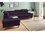 Ecksofa EXXPO - SOFA FASHION "Enya, hoher Sitzkomfort, Breite 266cm, bequem, 12cm hohe Füße, L-Form", lila, B:266cm H:79cm T:232cm, Luxus-Microfaser Vintageoptik (100% Polyester);Webvelours (92% Polyester, 8% Nylon), Sofas, Ecksofa, mit Kopfteilverstellung, wahlweise Bettfunktion u. Bettkasten