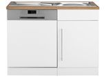 Spülenschrank KOCHSTATION "KS-Samos", weiß (weiß, wotaneichefarben), B:110cm H:85cm T:60cm, Schränke, Spülenschrank, 110 cm breit, inkl. Tür/Sockel für Geschirrspüler