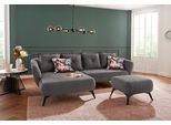 Ecksofa HOME AFFAIRE "Baggio romantische Polsterecke, bequem, Breite 277 cm, L-Form", schwarz (asche), B:277cm H:80cm T:162cm, Sofas, Ecksofa, Zierkissen inklusive, schwarze Metallfüße