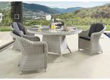 Garten-Essgruppe DESTINY "MALAGA LUNA", weiß (vintage weiß, anthrazit), Polyester, Aluminium, Polyrattan, Sitzmöbel-Sets, Garten-Essgruppe, Aluminium, Polyrattan