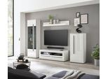 Wohnwand HOME AFFAIRE "Cantara, moderne Anbauwand, Komplettset", weiß (weiß, weiß hochglanz), B:280cm, Kastenmöbel-Sets, Wohnwand, enthält Vitrine, Lowboard, Stauraumelement und Wandboard, 280 cm breit
