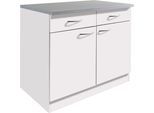 Unterschrank WIHO KÜCHEN "Kiel", weiß (front und korpus: weiß), B:100cm H:85cm T:60cm, Schränke, Unterschrank, 100 cm breit, 60 cm tief