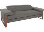 2-Sitzer W.SCHILLIG "finn", grau (grau s22), B:210cm H:71cm T:106cm, Flachgewebe S22 (100% Polyester);Stoff S37 (100% Polyester);Longlife Xtra-Leder Z59: Glattleder mit modischer Prägung. Hautstärke 0, 9 - 1, 1 mm, Sofas, 2-Sitzer, German Design Award 2016, Fußgestell Nussbaum natur, Breite 210 cm