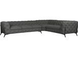 Chesterfield-Sofa HOME AFFAIRE "Amaury L-Form", grau, B:323cm H:75cm T:264cm, Struktur (100% Polyester);Samtoptik (100% Polyester), Sofas, Chesterfield-Sofa, großes Ecksofa, Chesterfield-Optik, Breite 323 cm, Fußfarbe wählbar