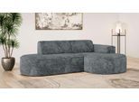 Ecksofa OTTO HOME "ADELLA XL Design-Sofa mit Recamiere rechts/links, 263/159/76 cm", grau (dunkelgrau), B:263cm H:76cm T:159cm, 100% Polyester, Sofas, Ecksofa, L-Form XL mit Wellenunterfederung, runde Form, auch in Cord