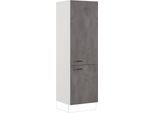 Seitenschrank IMPULS KÜCHEN "Prag", Breite/Höhe: 60/190,7 cm", grau (beton, optik schiefer dunkelgrau), B:60cm H:190,7cm T:57,6cm, Dekorfolie, Holzwerkstoff, Schränke, Seitenschrank, vormontiert, mit Drehtüren, mit verstellbaren Fachböden
