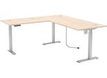 Schreibtisch INNOSTYLE "Schreibtisch Santorin, 185/72/173 cm ( B/H/T)", riva eiche, silber matt, riva eiche, B:185cm H:72cm T:77cm, Tische, Schreibtisch, mit motor. Höhenverst. (72-120 cm) mit Memory-Funkt., li/re montierbar