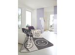 Wohndecke BIEDERLACK "Emoji", grau (schiefer), B:150cm L:200cm, Baumwolle, Polyacryl, Wohndecken, Wohndecke, mit Smiley, 70% Baumwolle/30% Polyacryl