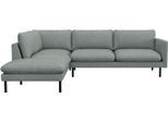 Ecksofa FLEXLUX "Bolzano Designsofa, bequem durch Kaltschaum im Sitz, L-Form", blau (sky blau), B:262cm H:61cm T:222cm, 62% Polyester, 17% Cotton, 14% Viscose, 7% Linen, Sofas, Ecksofa, lose Sitz -& Rückenkissen, hohe Füße