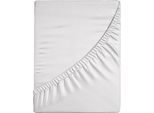 Spannbettlaken CASATEX "Jersey-Elasthan", silber (silberfarben), 1 Stk., Jersey, 90-100x200-220 25cm, Jersey, Obermaterial: 96% Baumwolle, 4% Elasthan, Bettlaken, Spannbettlaken, mit Elasthan