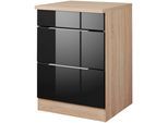 Kochfeldumbauschrank KOCHSTATION "KS-Brindisi", schwarz (schwarz hochglanz, eichefarben), B:60cm H:85cm T:60cm, Holzwerkstoff, MDF, Schränke, Kochfeldumbauschrank, 60 cm breit, für autarkes Kochfeld