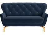 2-Sitzer SIT & MORE "Orient 3", blau, B:153cm H:89cm T:88cm, 100% Polyester, Sofas, 2-Sitzer, inkl. 2 Zierkissen mit Strass-Stein, goldfarbene Metallfüße
