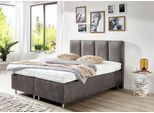 Boxspringbett, grau, B:154cm L:210cm, Bezug Unterbox und Kopfteil: Microfaservelours, 100% Polyester in Leder-Optik;Bezug Obermatratze: 100% Polyester, waschbar bis 60C, WESTFALIA SCHLAFKOMFORT, Komplettbetten, Boxspringbett