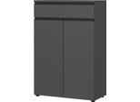 Aktenschrank GERMANIA "Lemont", grau (graphit), B:81cm H:120cm T:40cm, Holzwerkstoff, Schränke, Aktenschrank, 2-türiger Mehrzweckschrank wahlweise mit Schublade