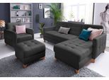 Ecksofa EXXPO - SOFA FASHION "Elio, kompakt, bequem & zeitloses Design, Breite 217cm, L-Form", schwarz, B:217cm H:84cm T:157cm, Luxus-Kunstleder;NaturLEDER (echtes Rindsleder) in Sitz und Rücken. Korpus in passendem Kunstleder SOFTLUX bezogen, Sofas, Ecksofa, wahlweise mit Bettfunktion