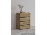 Kommode OTTO HOME "Cross,Breite 60 cm, moderne grifflose Sideboard,4 Schubkästen", schwarz (natur), B:60cm H:78,5cm T:40cm, Sideboards, Kommode, Schubladenschrank mit viel Stauraum, Flur Highboard