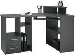 Schreibtisch VOGL MÖBELFABRIK "Sam", grau (graphitgrau), B:137cm H:87cm T:73cm, Tische, Schreibtisch, Eckschreibtisch, Tastaturauszug, Monitoraufsatz & opt. Towerfach