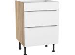 Kochfeldumbauschrank KOCHSTATION "KS-Aken", weiß (weiß, wildeiche nachbildung), B:60cm H:87cm T:58,4cm, Schränke, Kochfeldumbauschrank