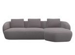 Wohnlandschaft FLEXLUX "Torino, rund, L-Form, Sofa-Ecke mit Recamiere, Longchair-Sofa", braun (latte), B:276cm H:85cm T:146cm, Sofas, Wohnlandschaft, Modernes, organisches Sofa-Design, Kaltschaum, Wellenunterfederung