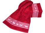 Gaestehandtuecher DYCKHOFF "Hirschparade", rot (granat), B:30cm L:50cm, Frottier, Frottier, Handtücher, Gaestehandtuecher, Made in Germany (6 Gästetücher)