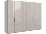 Falttürenschrank WIEMANN "Ohio, Kleiderschrank, Schrank, Garderobe, mit Glasfront, 300 cm", beige (kieselgrau), B:300cm H:236cm T:58cm, Schränke, Falttürenschrank, inklusive Türdämpfung, hochwertige Glasfront