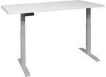 Schreibtisch MÄUSBACHER "Big System Office", silber (silber, weiß matt lack, silber, weiß matt lack), B:140cm, Tische, Schreibtisch, Breite 140 cm, elektrisch höhenverstellbar
