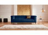 3-Sitzer HOME AFFAIRE "Chamby", blau (dunkelblau), B:210cm H:71cm T:85cm, 100% Polyester;Samtoptik (100% Polyester), Scheuertouren >100.000, Pilling: 5, Sofas, 3-Sitzer, mit Holzrahmen unten und Steppung im Lehnenbereich