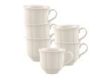 Tasse VILLEROY & BOCH "Kaffeetassen Manoir 120 ml 6er Set weiß", weiß, Porzellan, Trinkgefäße, Tasse