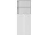 Aktenschrank GERMANIA "GW-Agenda, Mehrzweckschrank, abschließbar", grau (lichtgrau), B:80cm H:197cm T:40cm, Holzwerkstoff, Schränke, Aktenschrank, optional mit 2 offenen Fächern, Maße 80x197 cm, Made in Germany
