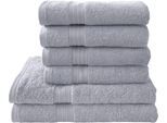 Handtuch Set DYCKHOFF "Siena", grau (silbergrau), Obermaterial: 100% Baumwolle, Handtuch-Sets, Handtuch Set, in tollen Unifarben