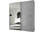 Schwebetürenschrank STAUD "Sinfonie Plus, edles Design in hochwertiger Qualität, Made in Germany", grau (hellgrauglas), B:225cm H:222cm T:68cm, Holzwerkstoff, Schränke, Schwebetürenschrank, Glas und Spiegel-Frontkombination mit vier Ausstattungsvarianten