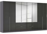 Drehtürenschrank OTTO HOME "Kleiderschrank Schrank Garderobe AGORDO mit Dekor- oder Hochglanzfront", graumetallic, hochglanz effektgrau, B:360cm H:210cm T:54cm, Holzwerkstoff, Schränke, Drehtürenschrank, mit Außenschubkästen, in 7 Breiten und 2 Höhen MADE IN GERMANY